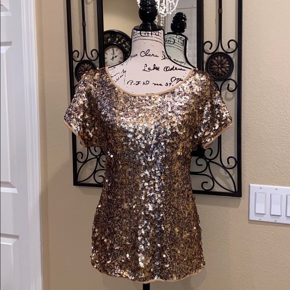 INC Gold Sequin Blouse